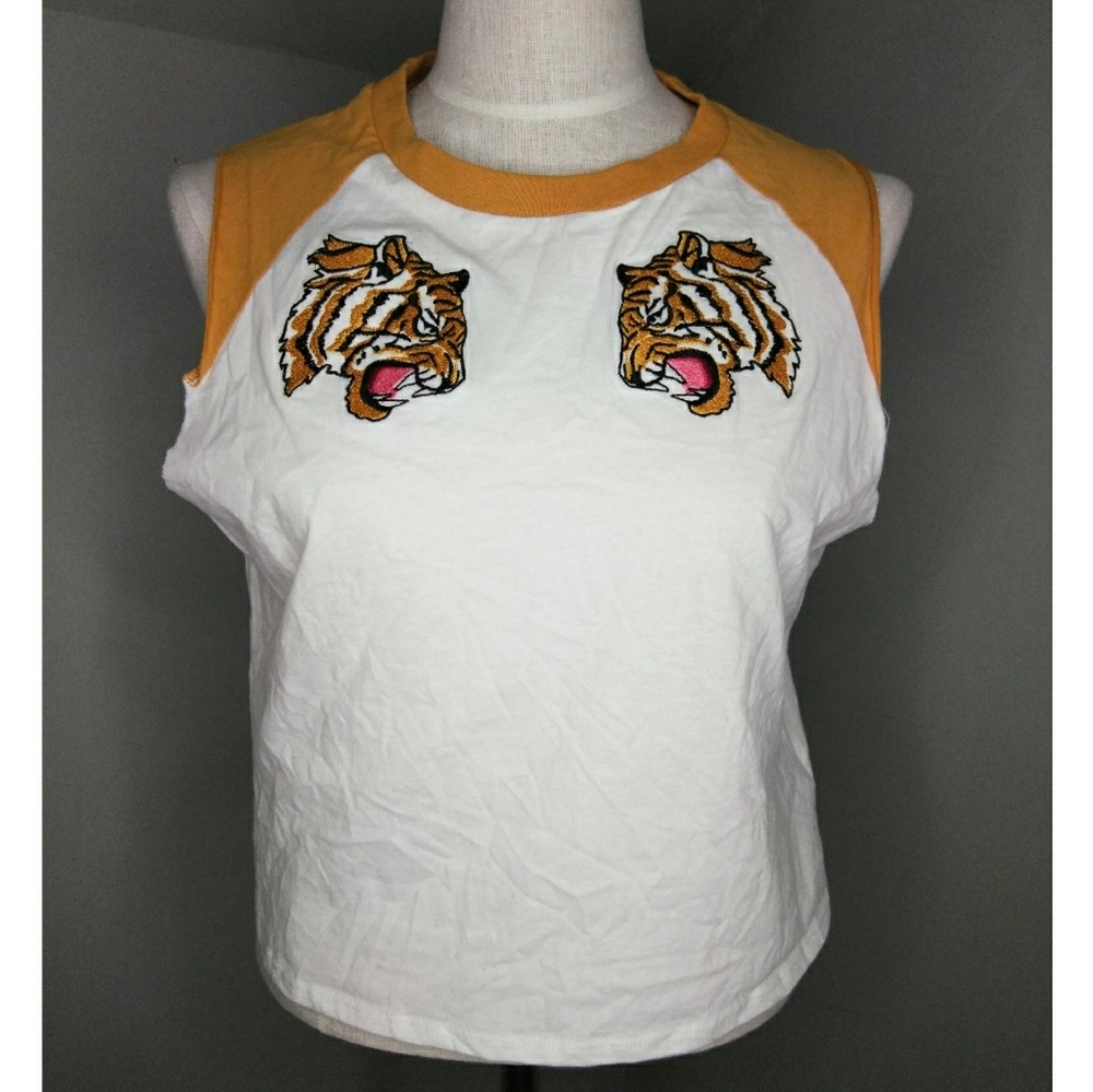 Forever 21 Tiger Raglan Baseball Tee Crop Top